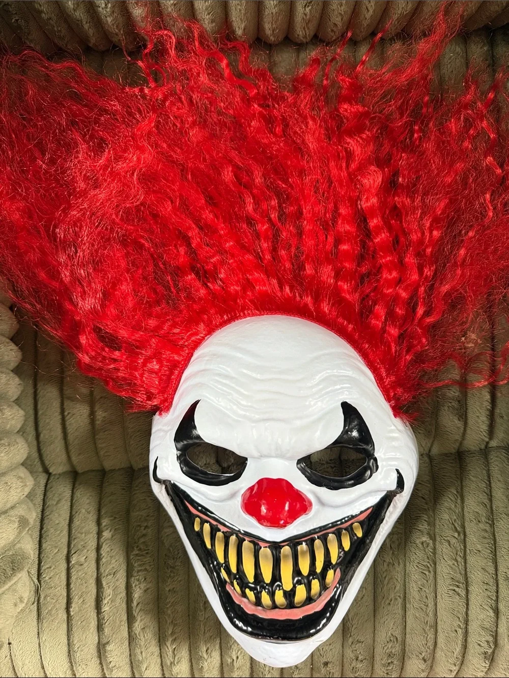 Kids Scary Clown Costume with Red Wig and Yellow Pom-Poms